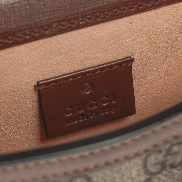 Gucci "Gucci Horsebit 1955" Beige & Dark Brown GG Supreme Mini Bag - Picture 11 of 13